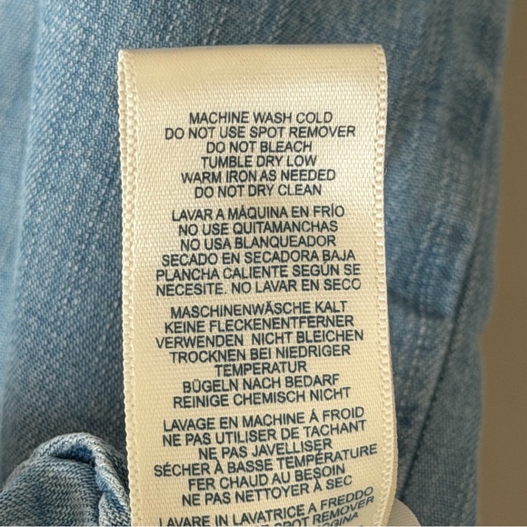 Anthropologie Cloth And Stone Breezy Button Chambray Short Sleeve Shirt Size XL - Picture 8 of 8